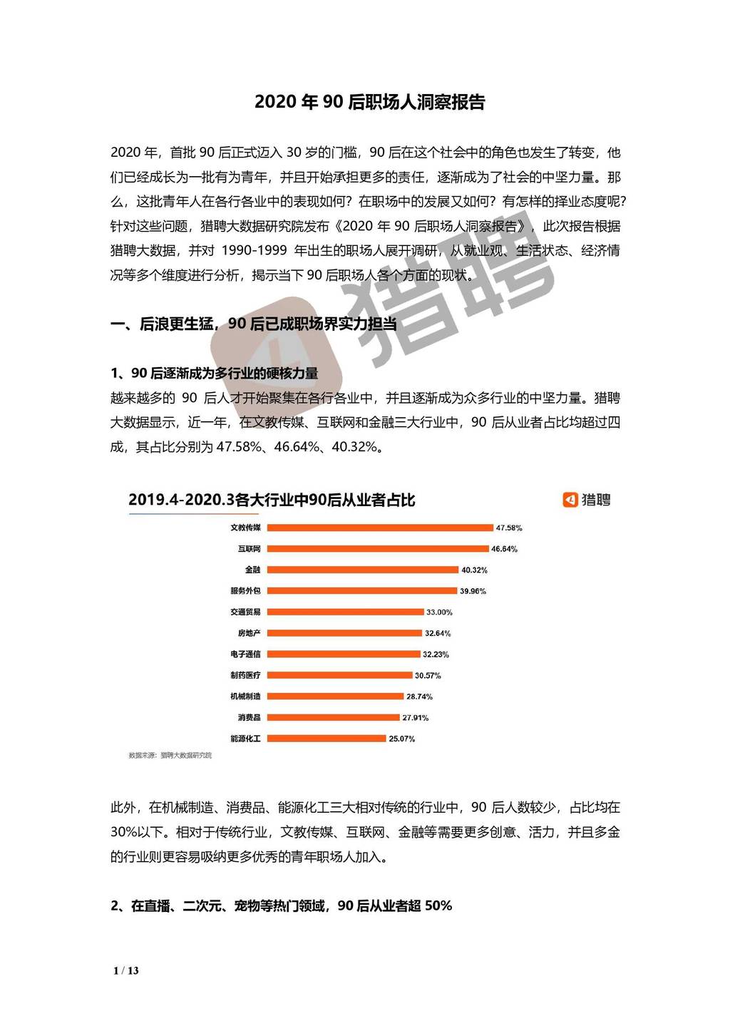 猎聘：2020年90后职场人洞察报告
