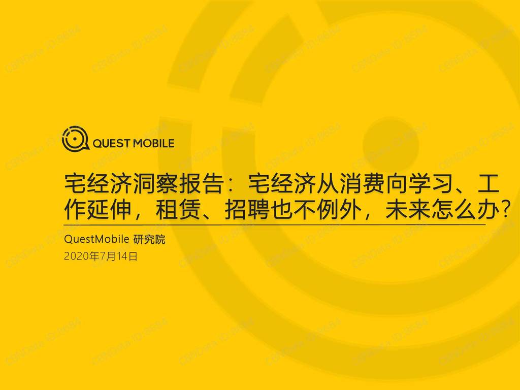 QuestMobile：2020宅经济洞察报告