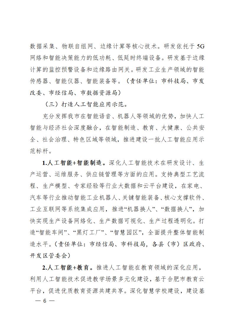 合肥建设国家新一代人工智能创新发展试验区实施方案（2020-2023年）_第6页