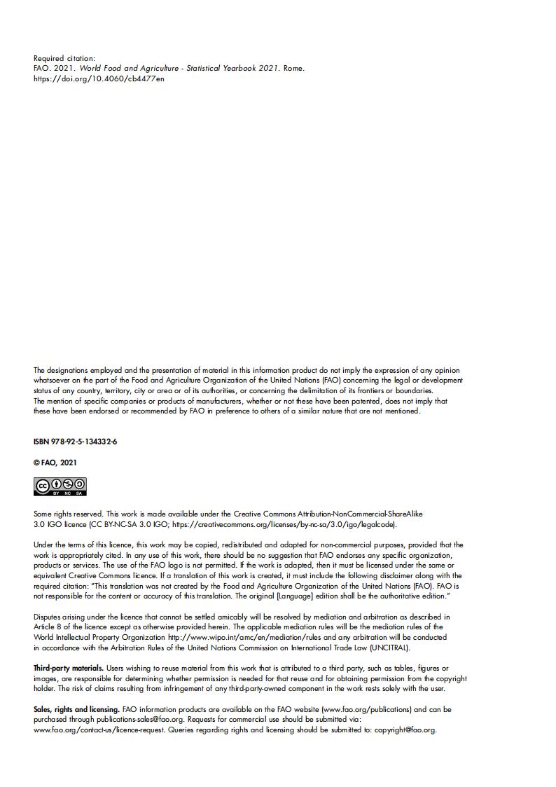 世界粮农组织：2021年世界粮食及农业统计年鉴（英文版）_第2页