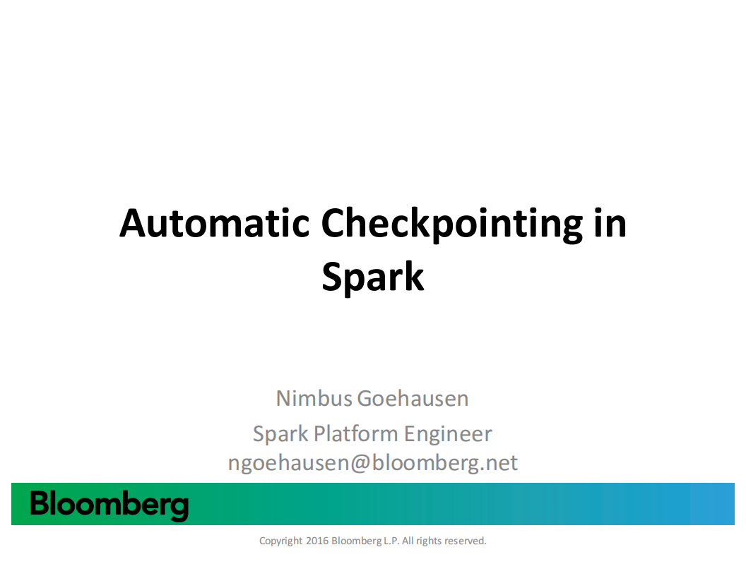 Automatic Checkpointing in Spark