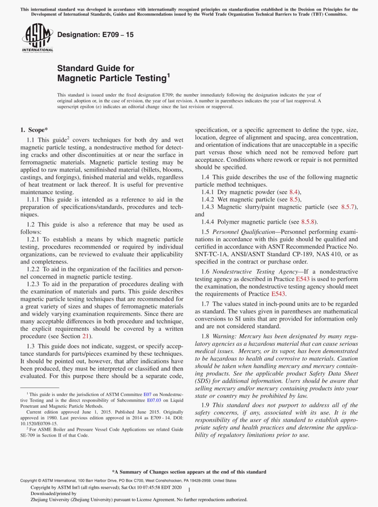 ASTM E709-15 Standard Guide for Magnetic Particle Testing