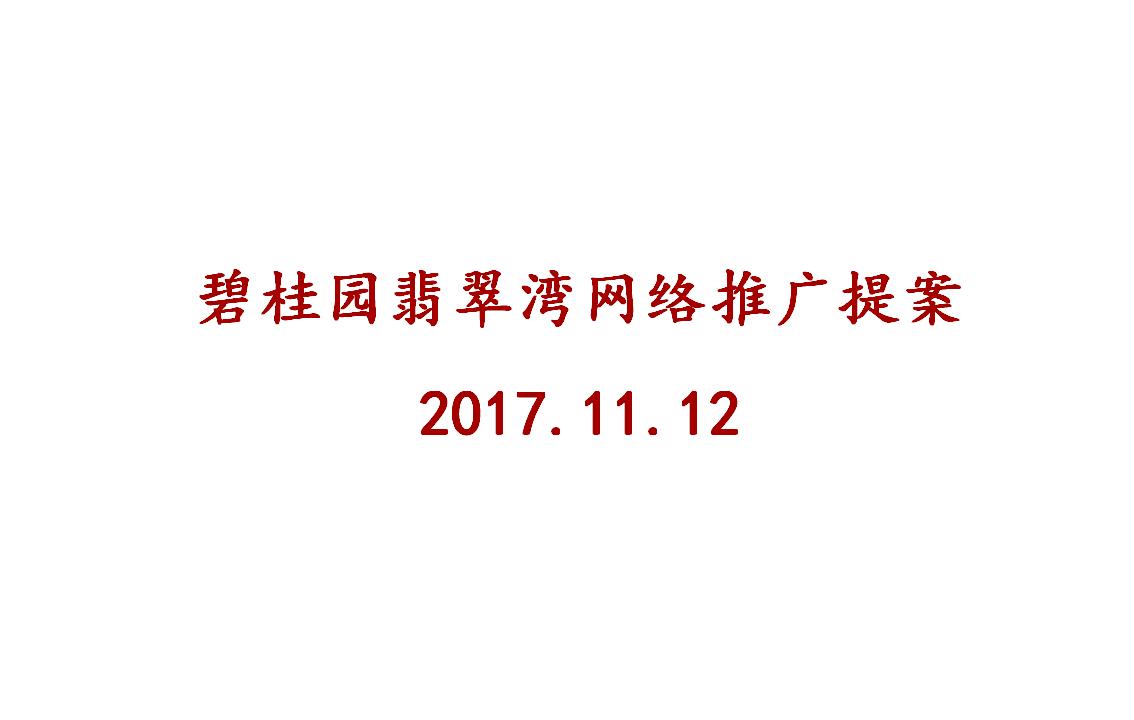 2017重庆碧桂园翡翠湾网推推广提案