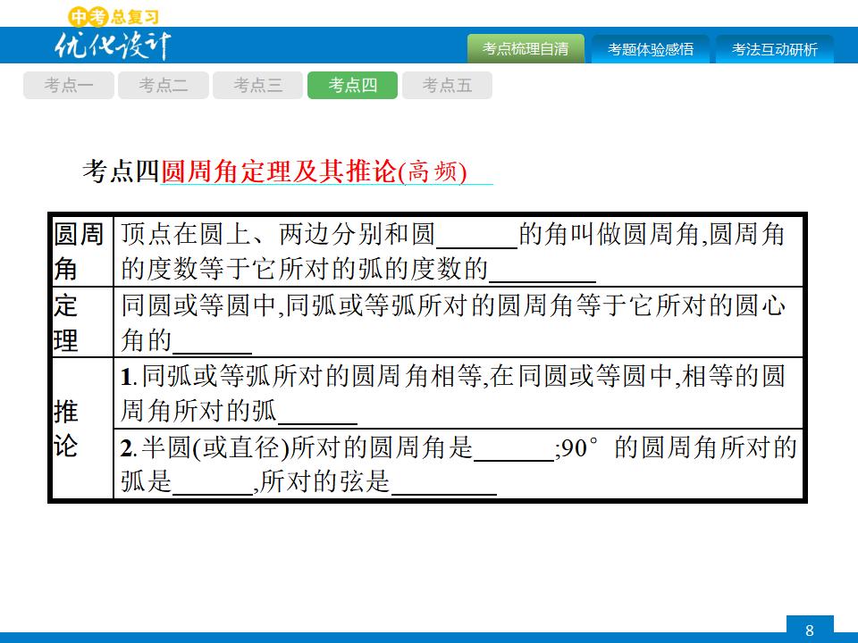 人教版中考数学复习《第22讲：圆的有关概念及性质》PPT课件_第8页