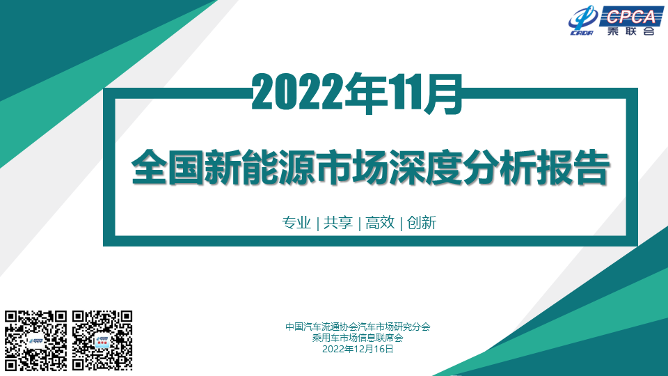 中国汽车流通协会：2022年11月份全国新<em>能源</em>市场深度分析报告 海报
