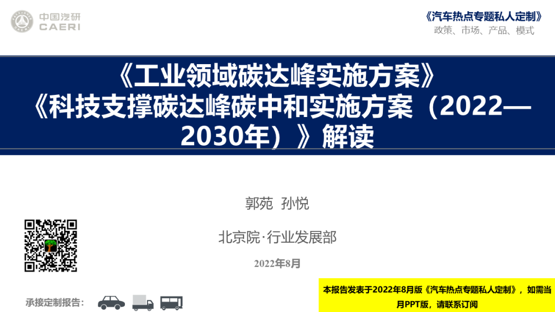 中国汽研：《工业领域碳达峰实施方案》《科技支撑碳达峰<em>碳中和</em>实施方案（2022—2030年）》解读 海报