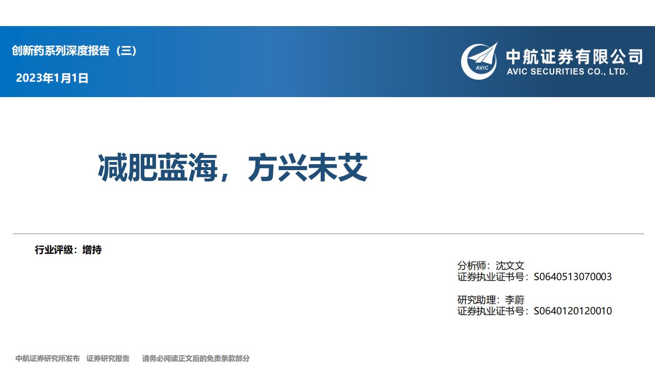 中航证券：创新药系列深度报告（三）：减肥蓝海，方兴未艾