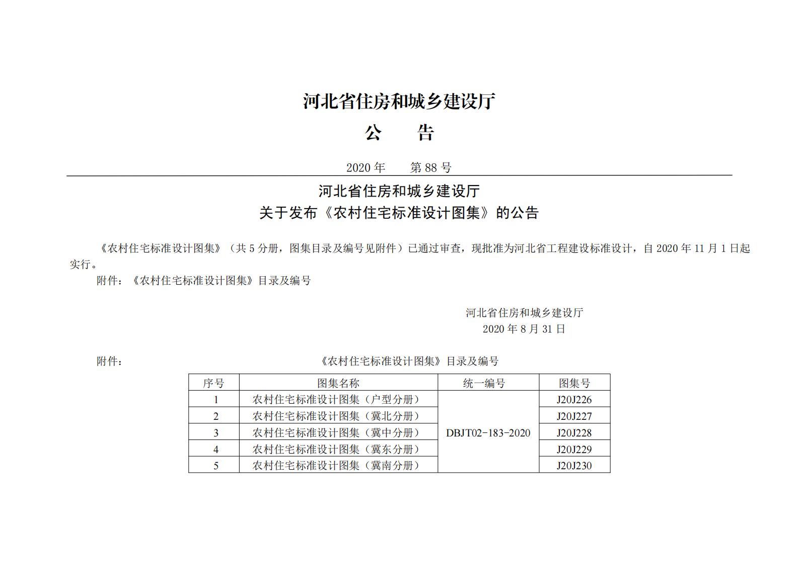 J20J228 农村住宅标准设计图集（冀中分册）DBJT02-183-2020