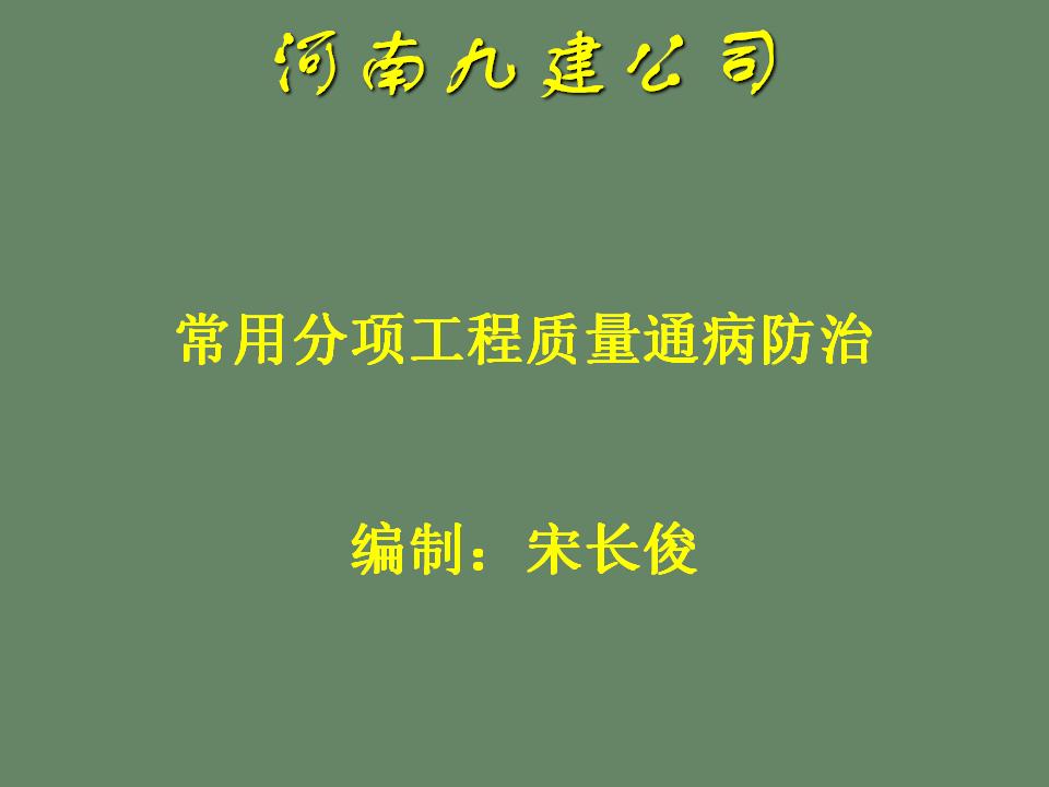 常用分项工程质量通病防治
