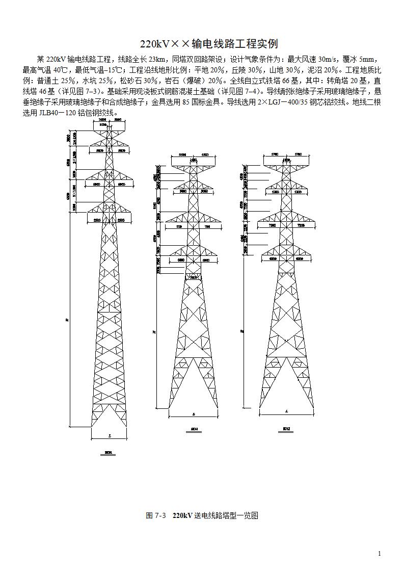 220kV输电线路工程预算实例