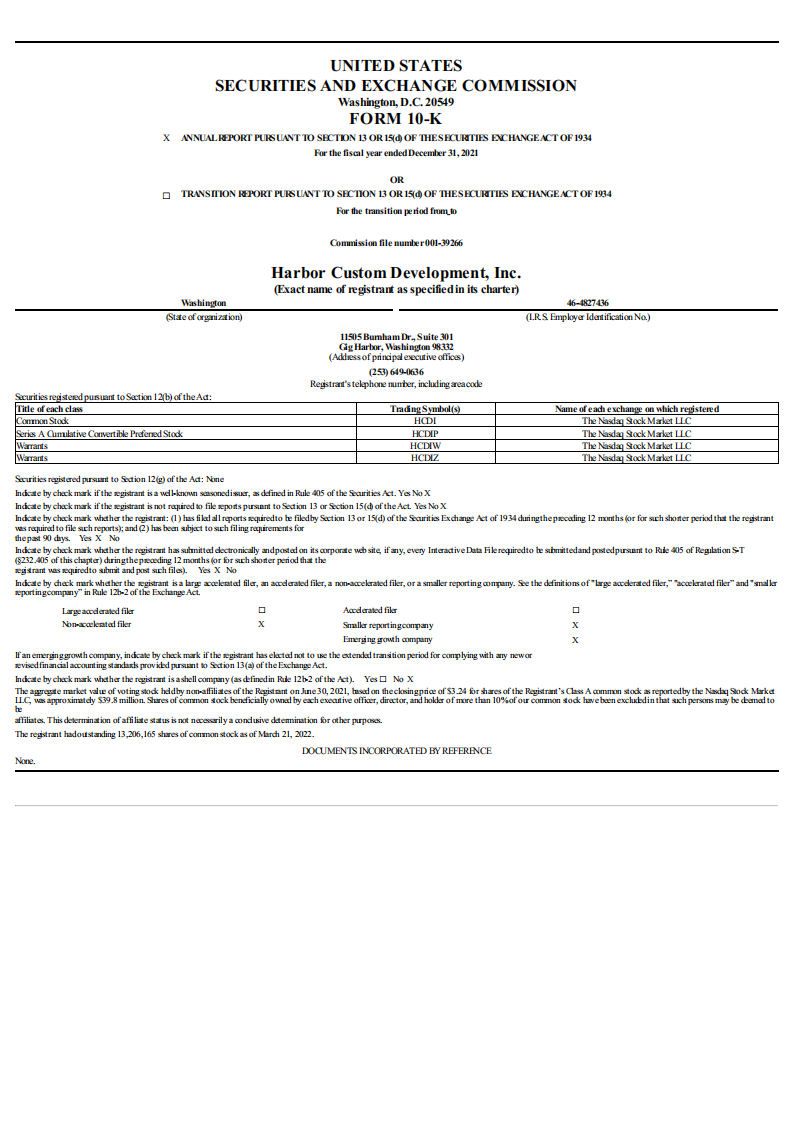 Harbor Custom Development,Inc.（HCDI）2021财年年度报告（英文版）