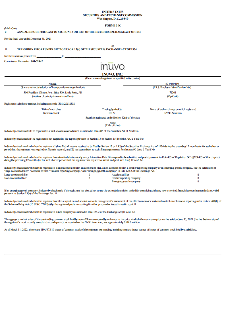 Inuvo,Inc.（INUV）2021财年年度报告（英文版）