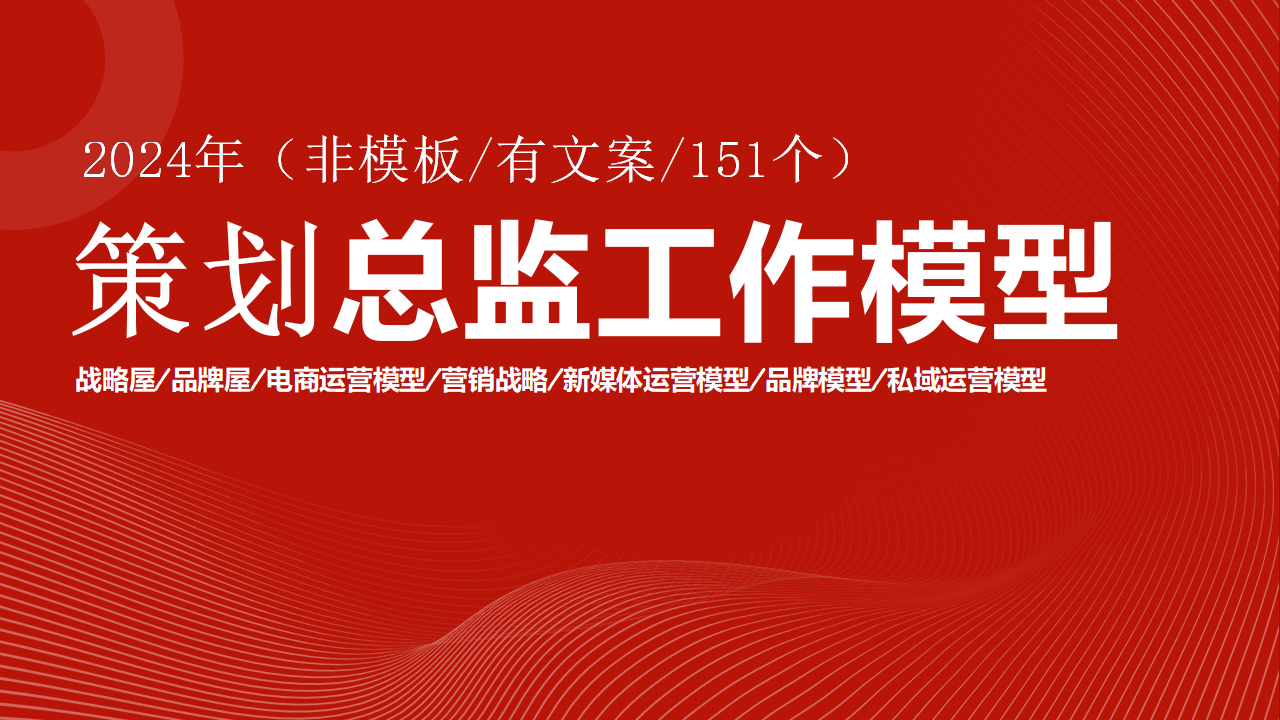 2024年营销策划总监PPT模型大全