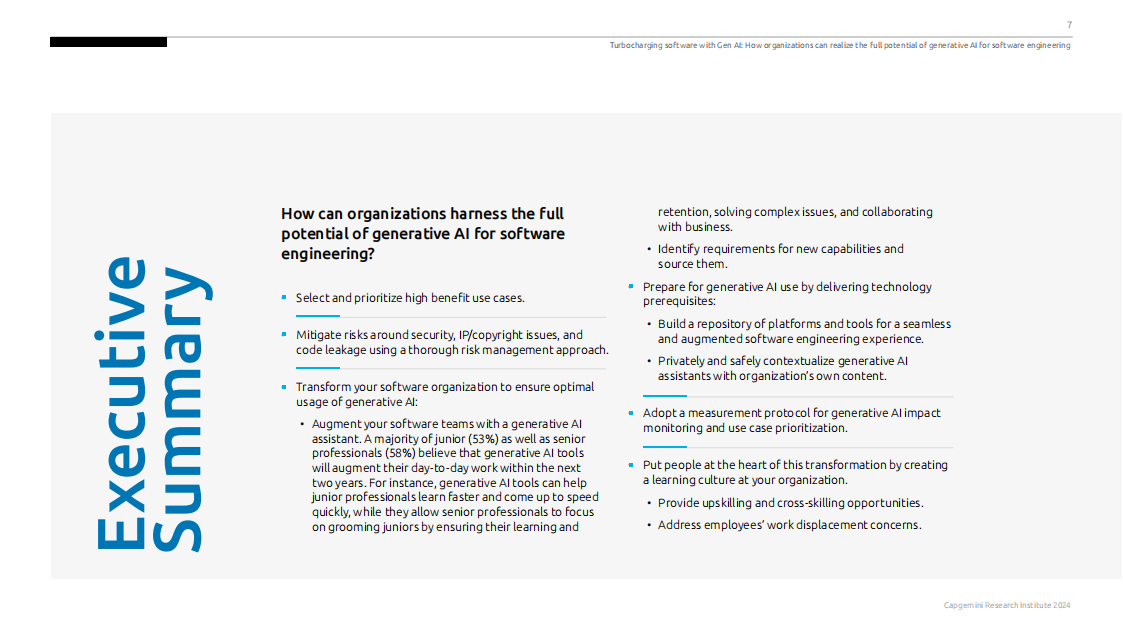 凯捷Capgemini：2024配备Gen AI的涡轮增压软件-组织如何充分发挥生成性人工智能在软件工程中的潜力报告（英文版）_第7页