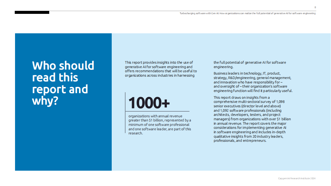 凯捷Capgemini：2024配备Gen AI的涡轮增压软件-组织如何充分发挥生成性人工智能在软件工程中的潜力报告（英文版）_第8页