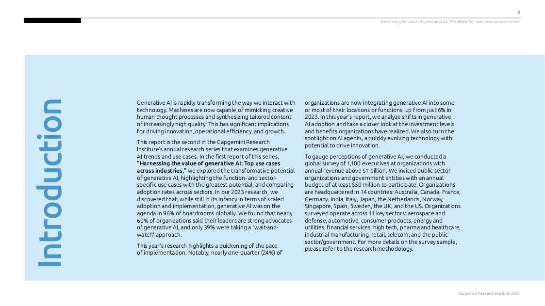 Capgemini：2024年利用生成式人工智能的价值-第二版：跨行业的顶级用例报告（英文版）_第7页