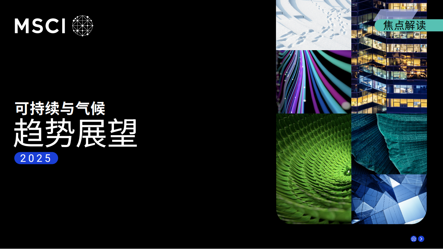 MSCI：2025年可持续与气候趋势展望报告