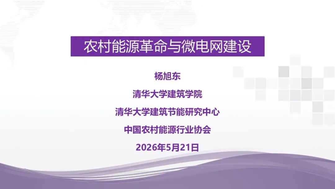 清华大学 杨旭东：2026年农村能源革命与微电网建设海报