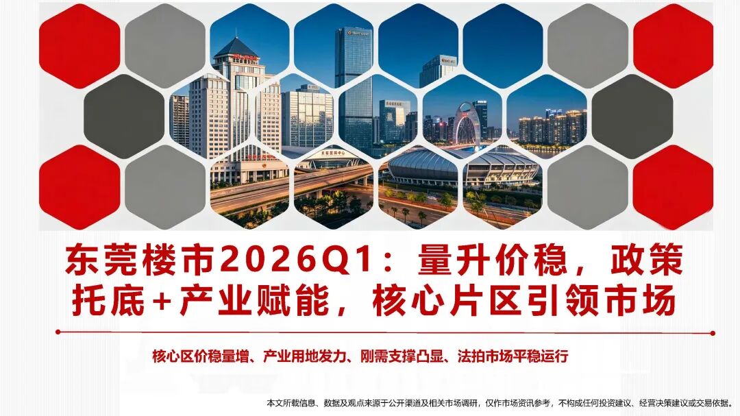 南粤机构：东莞楼市2026Q1：量升价稳，政策托底+产业赋能，核心片区引领市场海报