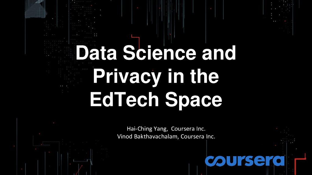 Coursera：科技教育领域的数据科学与数据隐私