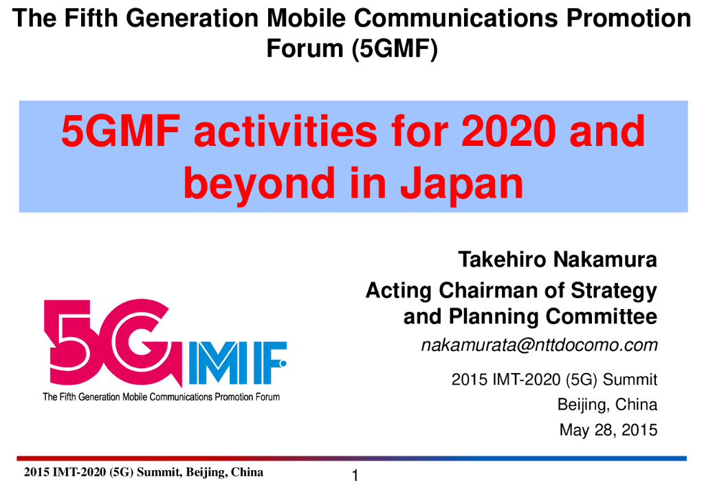 5GMF activities for 2020 and  beyond in Japan