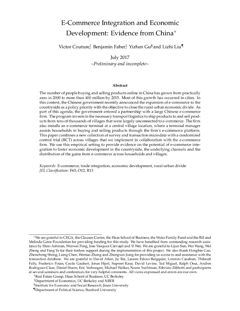 E-Commerce Integration and Economic Development Evidence from China