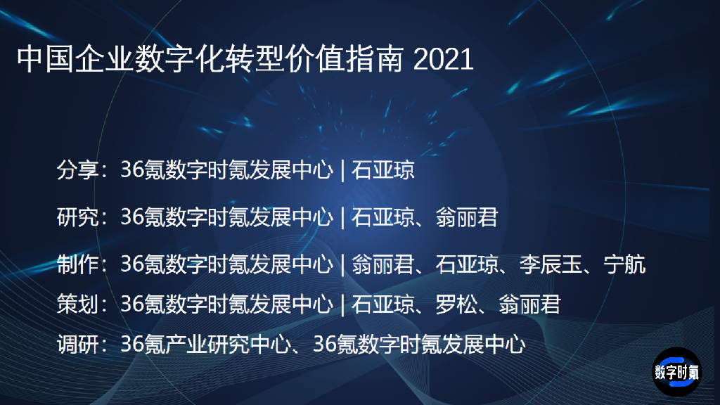 36氪研究院：「数字时氪」中国企业<em>数字化转型</em>价值指南2021 海报