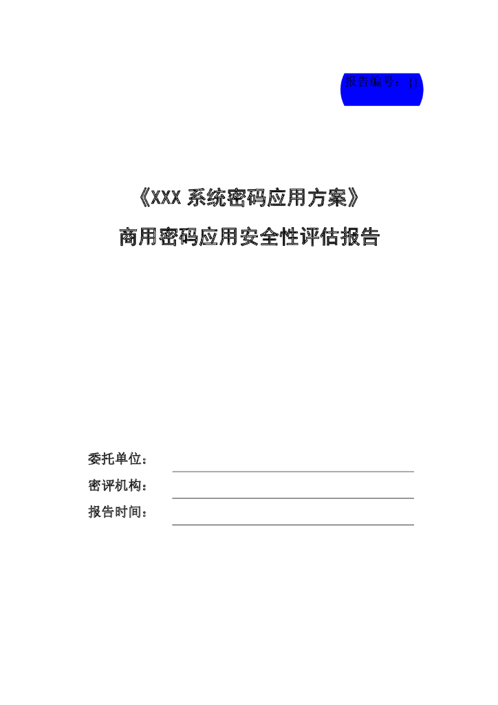 商用密码应用安全性评估报告模板(2021版)—方案密评报告