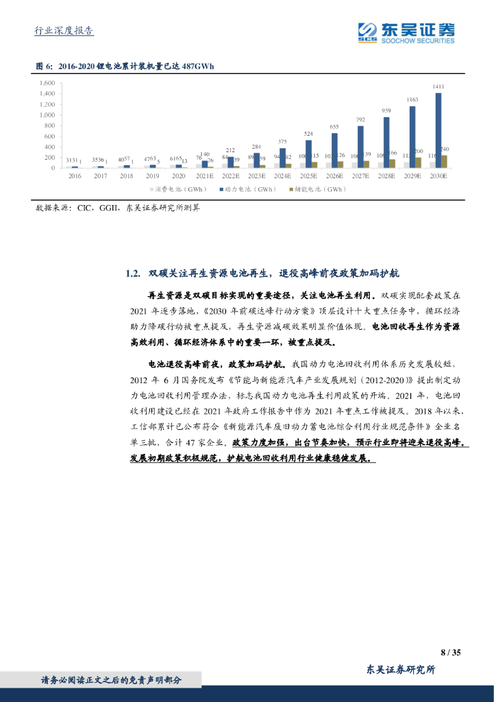 东吴证券：东吴碳中和系列报告：电池再利用2.0：十五年高景气长坡厚雪，再生资源价值凸显护航新能源发展_第8页