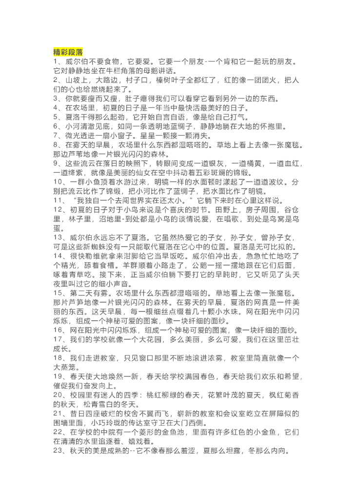 27《夏洛的网》精彩片段+读后感