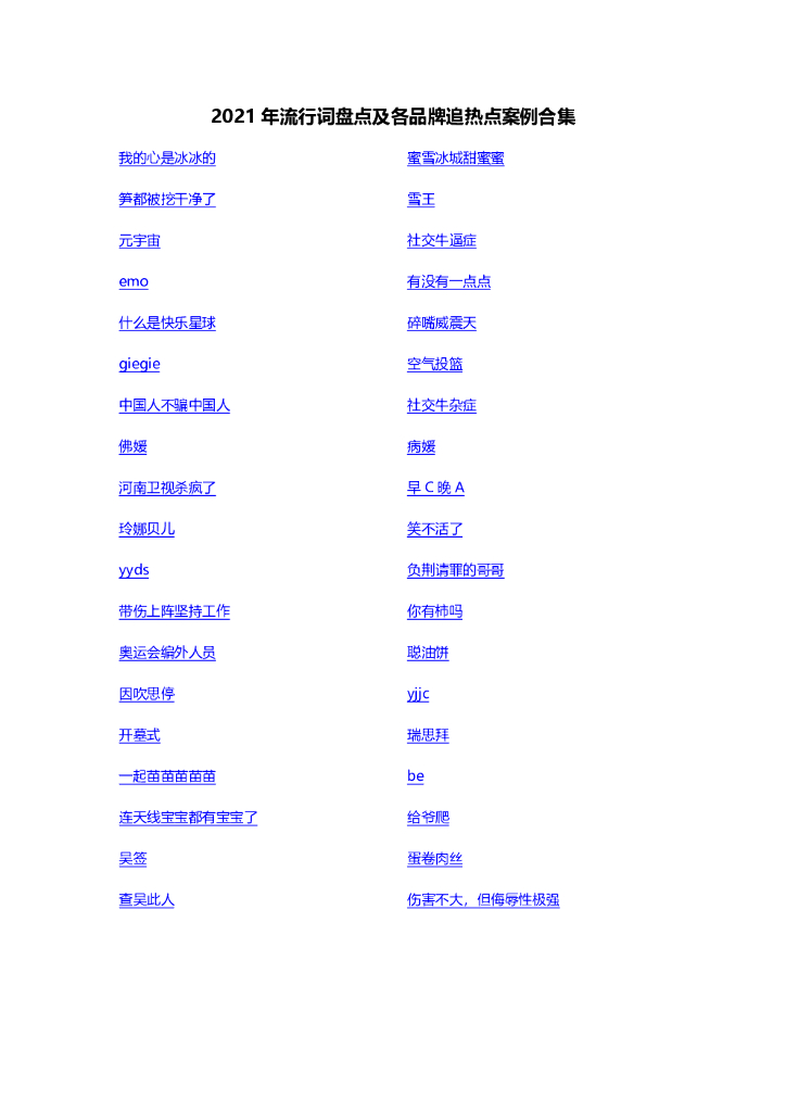 2021年流行词盘点及各品牌追热点案例合集