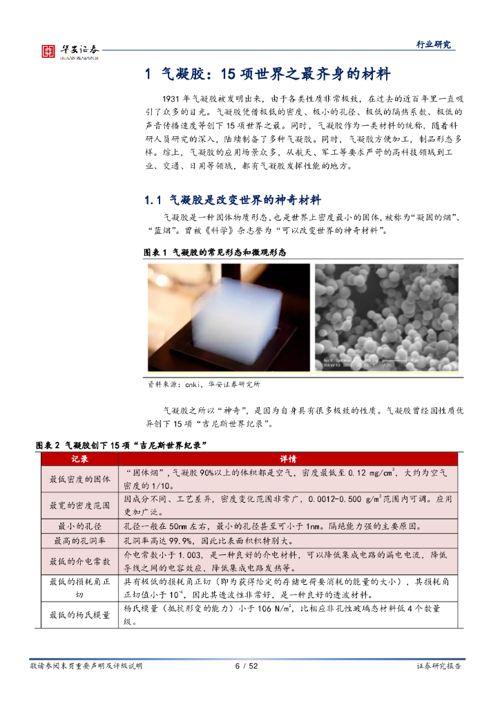 华安证券：化工深度报告：崛起气凝胶，助力碳中和_第6页