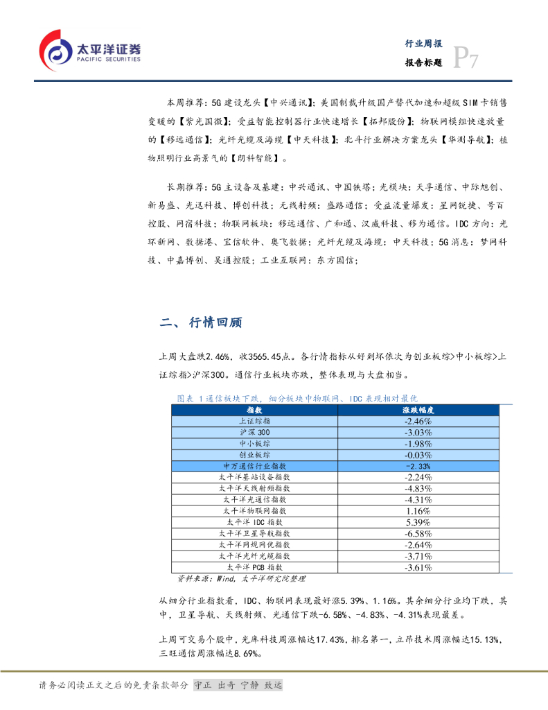 太平洋证券：通信设备行业周报：移动集采5G通用模组，世界人工智能大会即将召开_第7页