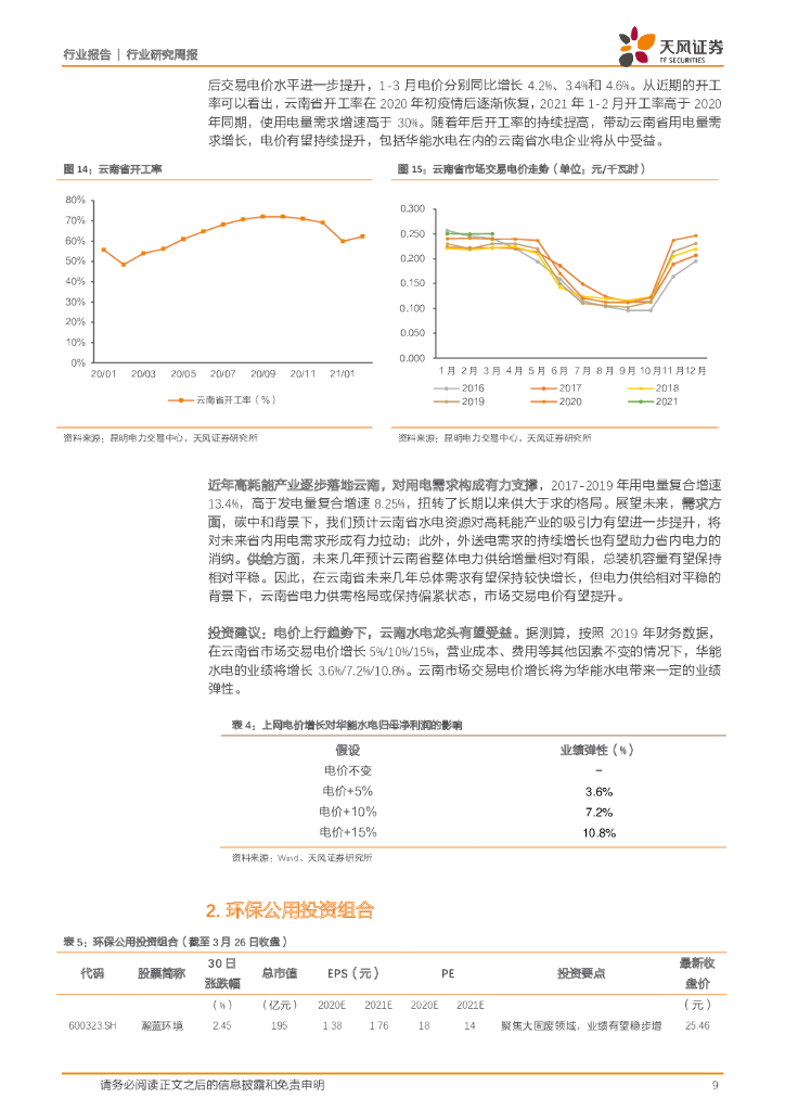 天风证券：公用事业行业研究周报：碳中和背景下，云南水电价值有望重估_第9页