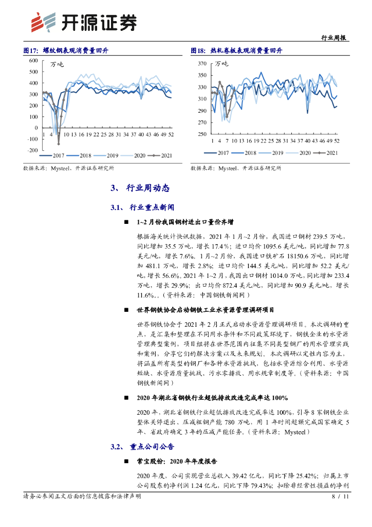 开源证券：钢铁行业周报：需求进入验证期，关注碳中和下的板块修复机会_第8页