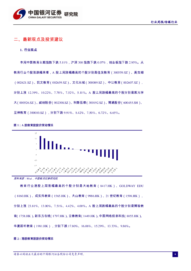 中国银河：教育行业周报：人工智能教育加速普及，中教控股收购海南最大民办高校_第6页