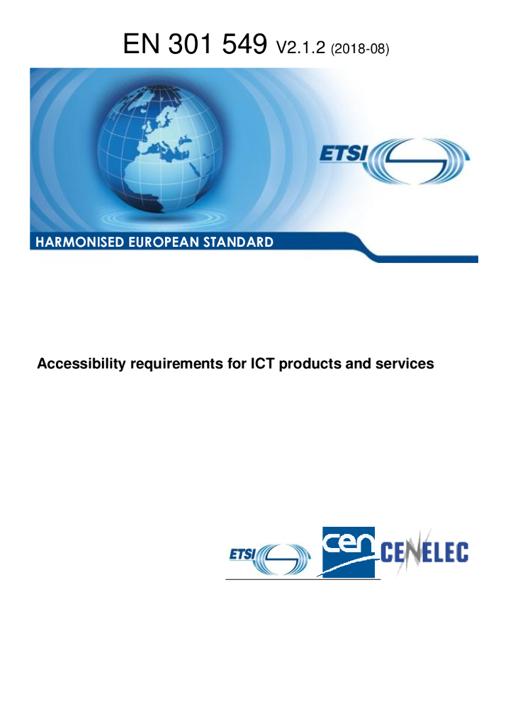 ICT产品和服务的可访问性要求 EN 301 549 V2.1.2（英文版）