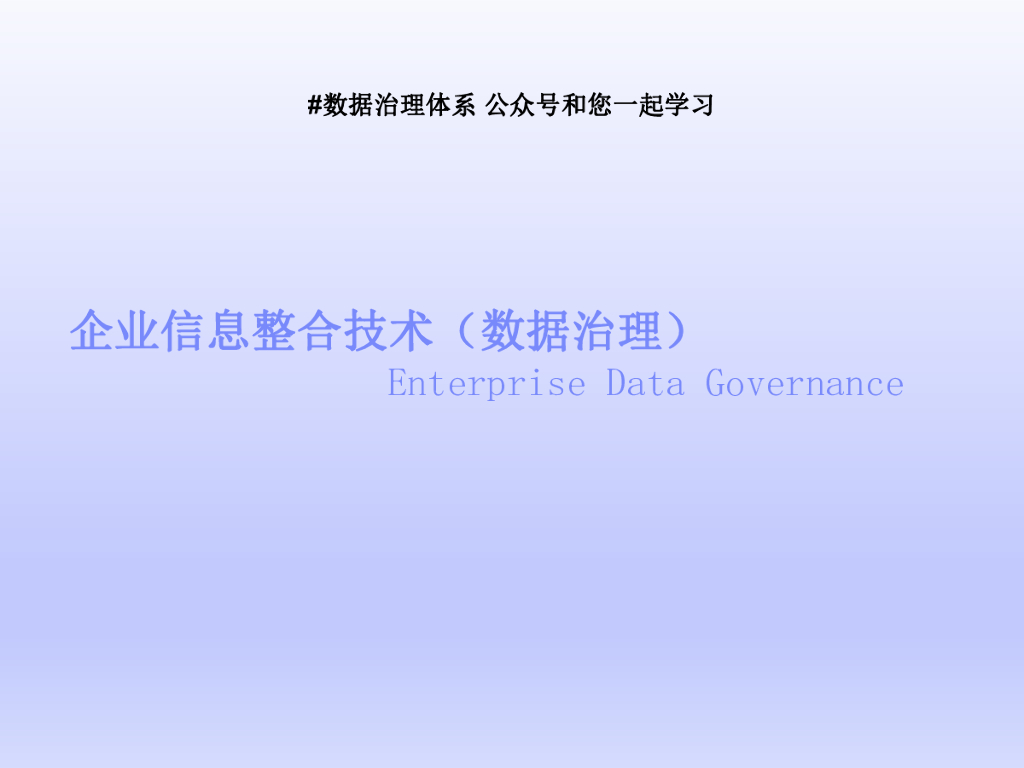 企业信息整合技术（数据治理）