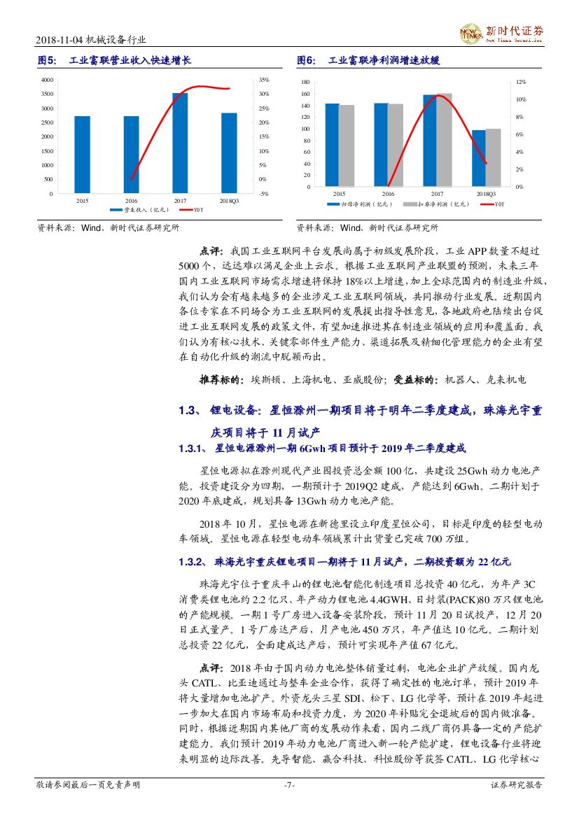 新时代证券：2018年机械行业周报11月第1期：保持基建补短板力度稳定增长，政策或助推人工智能健康发展_第7页