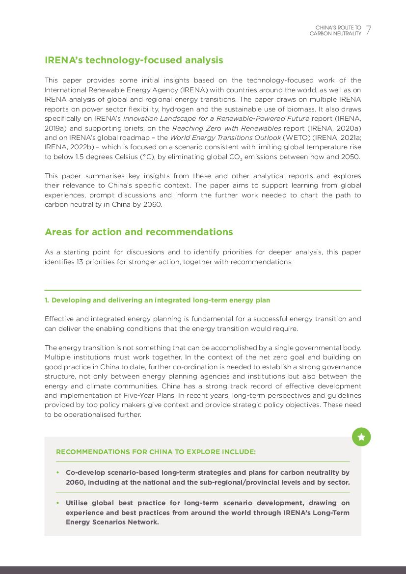 IRENA：中国碳中和之路——可再生能源的视角和角色（英文版）_第7页