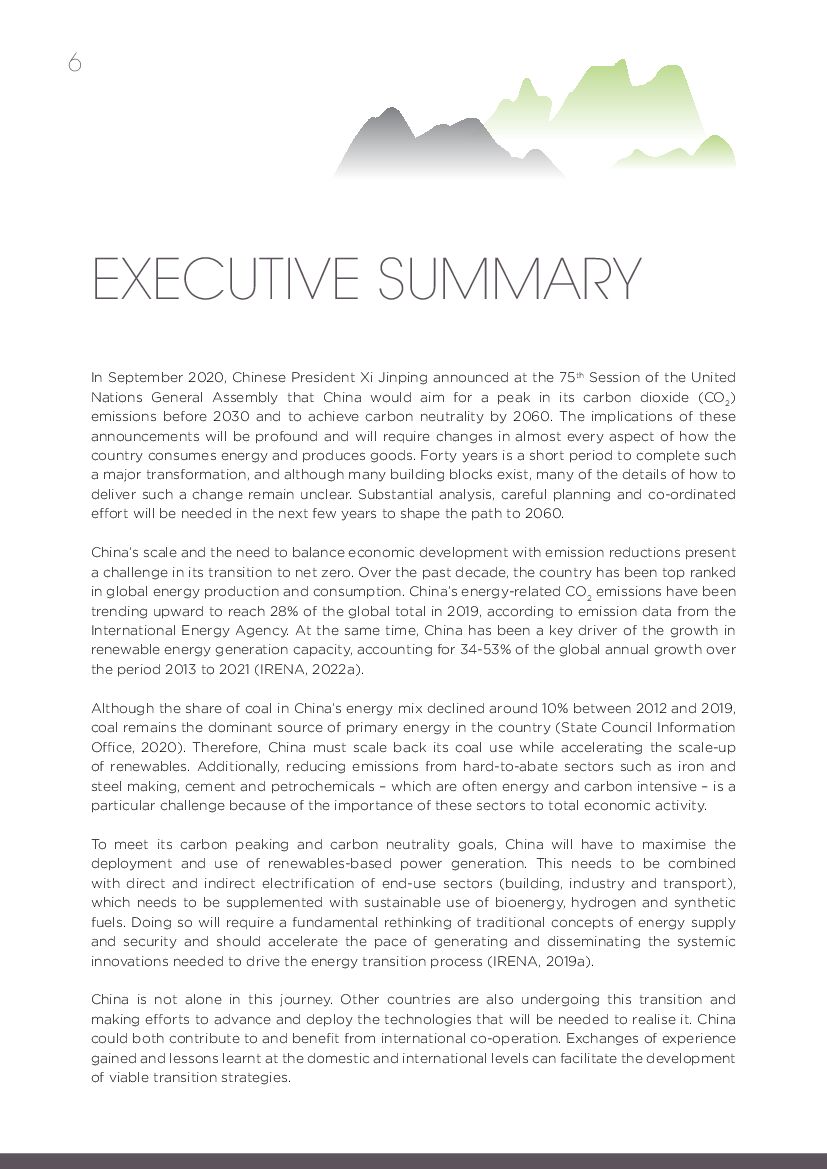 IRENA：中国碳中和之路——可再生能源的视角和角色（英文版）_第6页