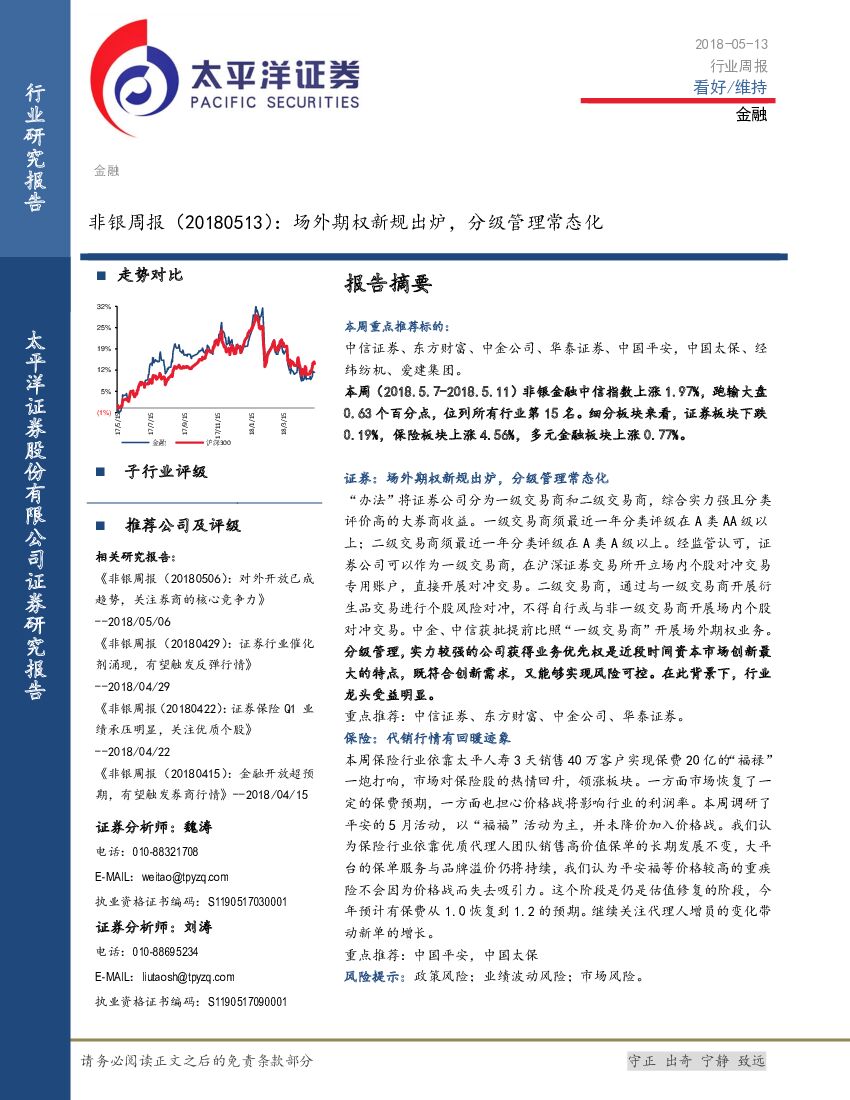 太平洋证券：非银周报：场外期权新规出炉，分级管理常态化