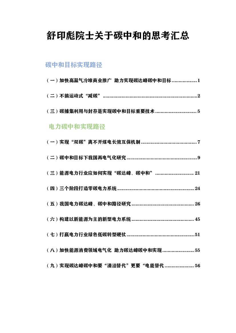 舒印彪院士关于<em>碳中和</em>的思考汇总 海报