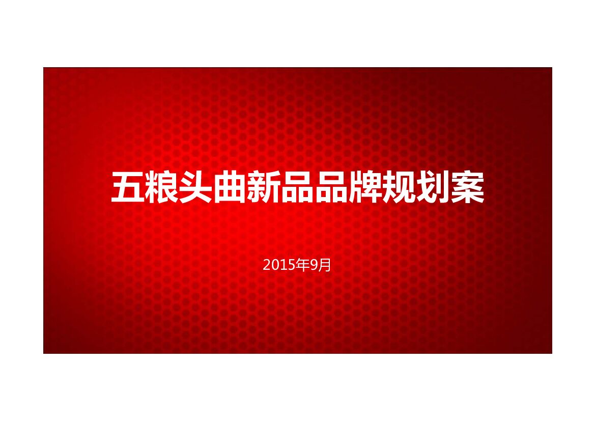 五粮头曲新品品牌规划案
