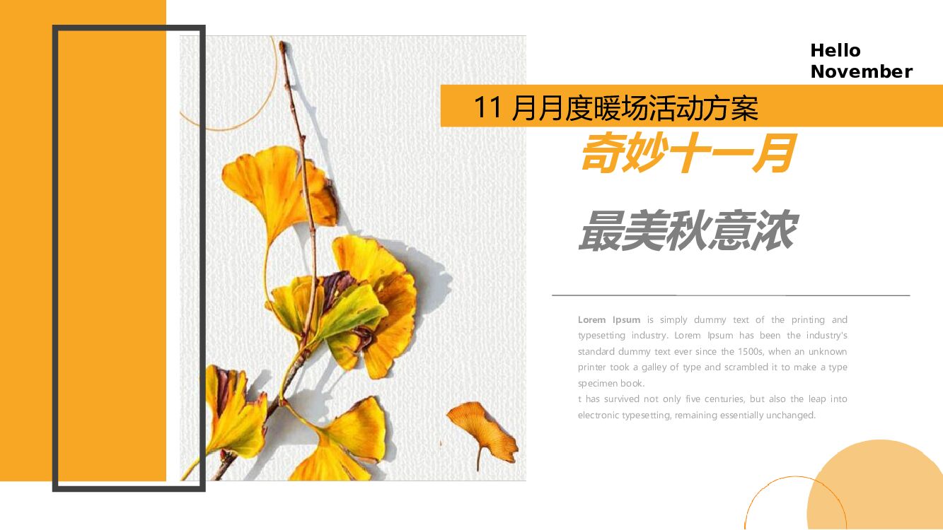 11月月度暖场（奇妙十一月·最美秋意浓主题）活动策划方案