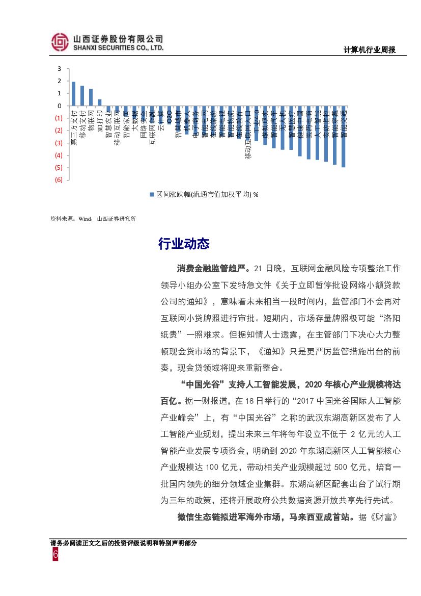 山西证券：计算机行业周报：消费金融监管趋严，人工智能应用落地再加速_第6页