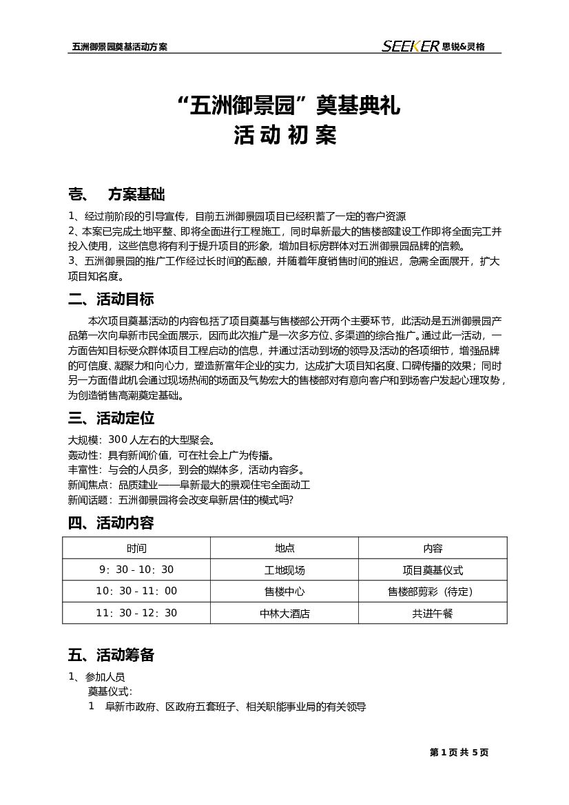 【方案】2020五洲御景园项目奠基活动