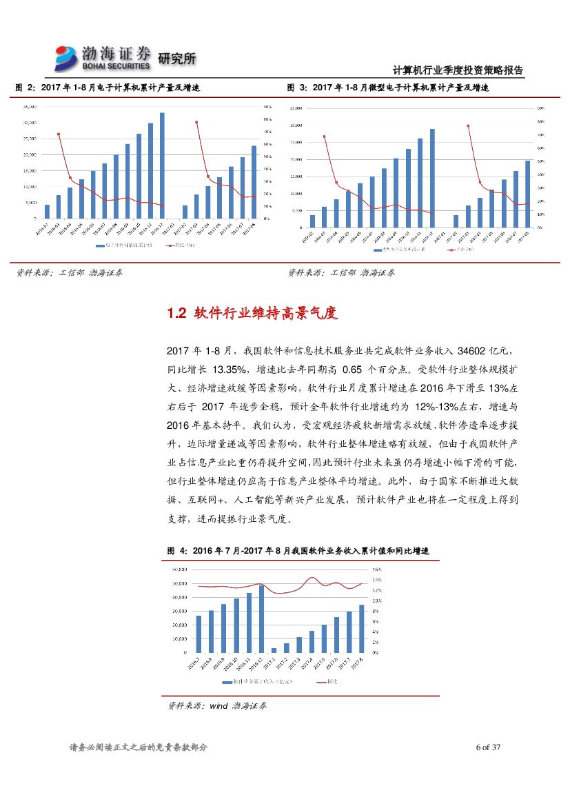 渤海证券：计算机行业2017年四季度投资策略报告：行业基本面稳定，建议关注人工智能、网络安全_第6页
