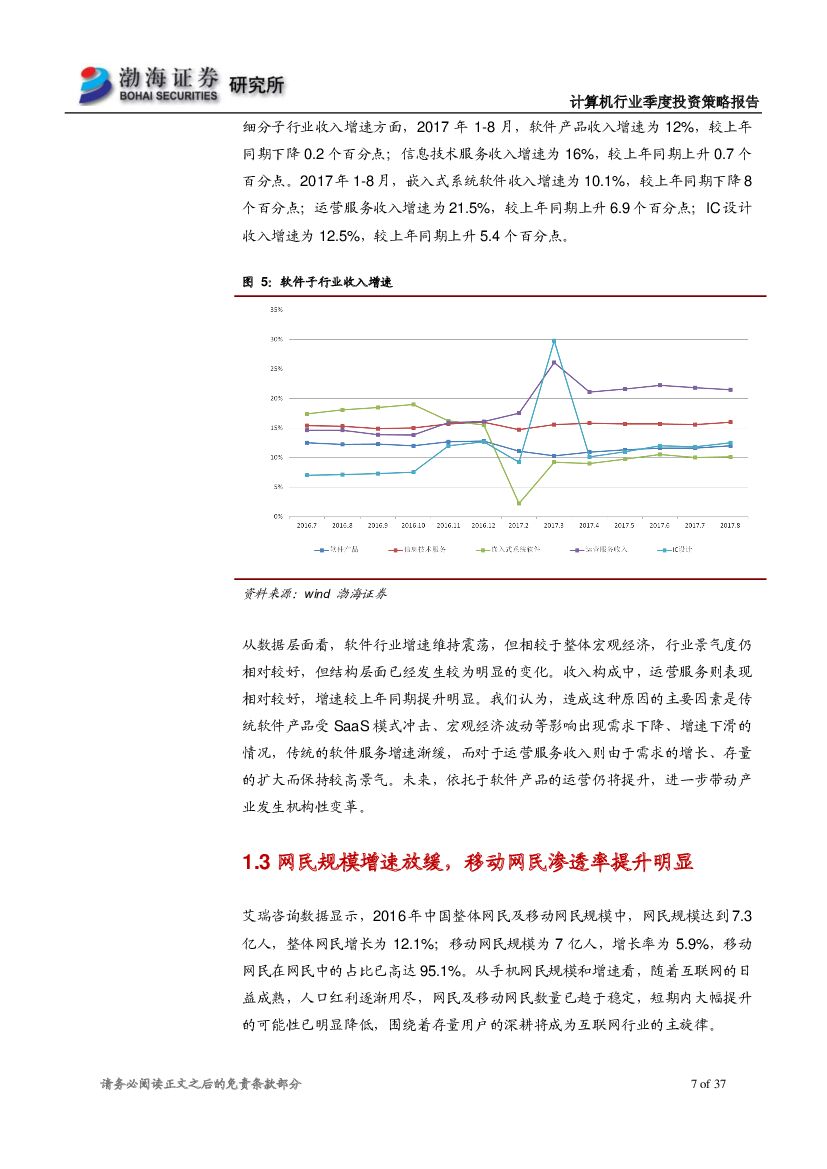 渤海证券：计算机行业2017年四季度投资策略报告：行业基本面稳定，建议关注人工智能、网络安全_第7页