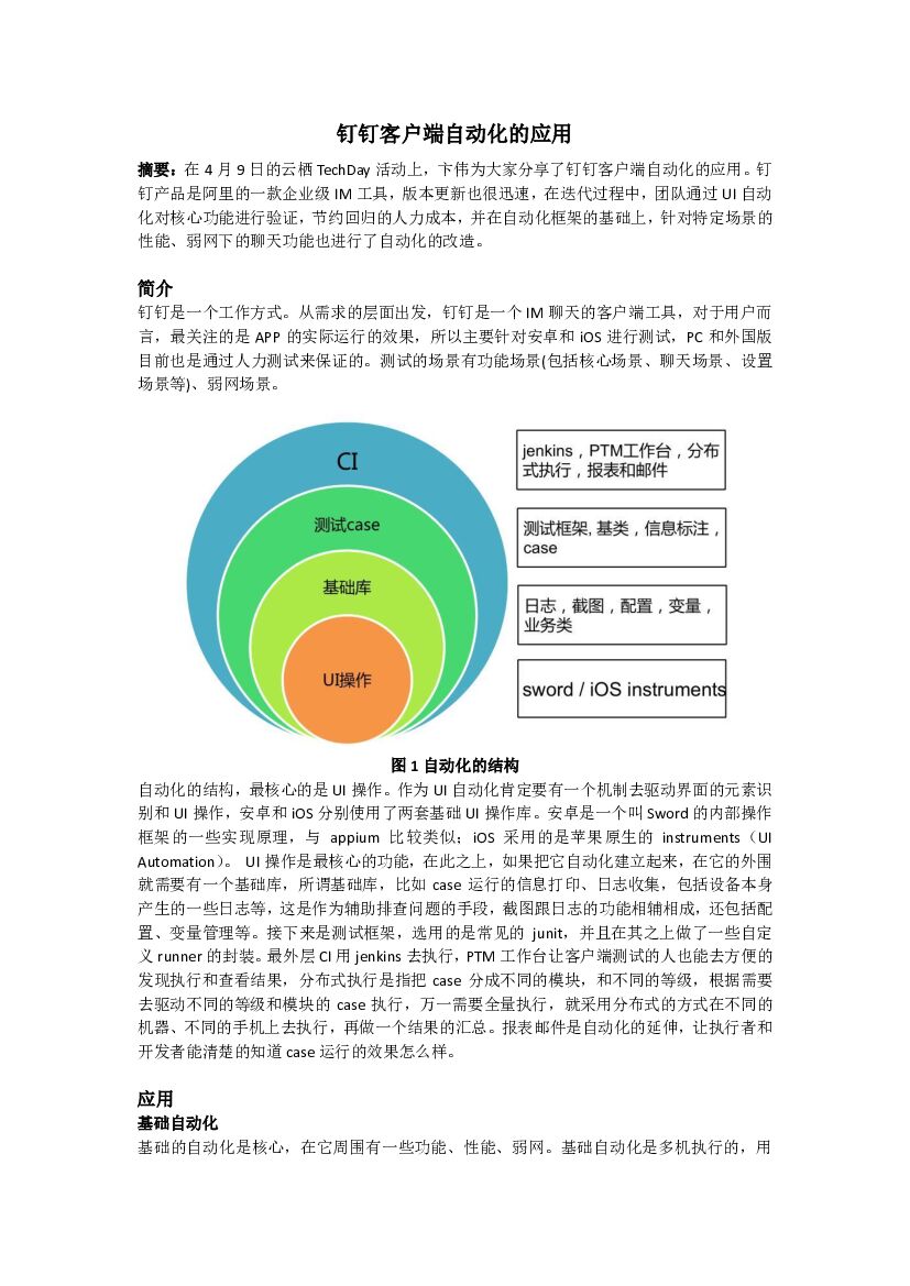阿里巴巴：钉钉客户端自动化的应用